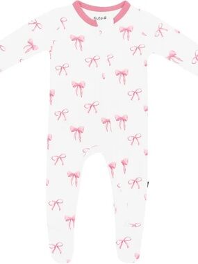 Kyte Baby Zippered Footie in Bow preemie bamboo stretch cozy